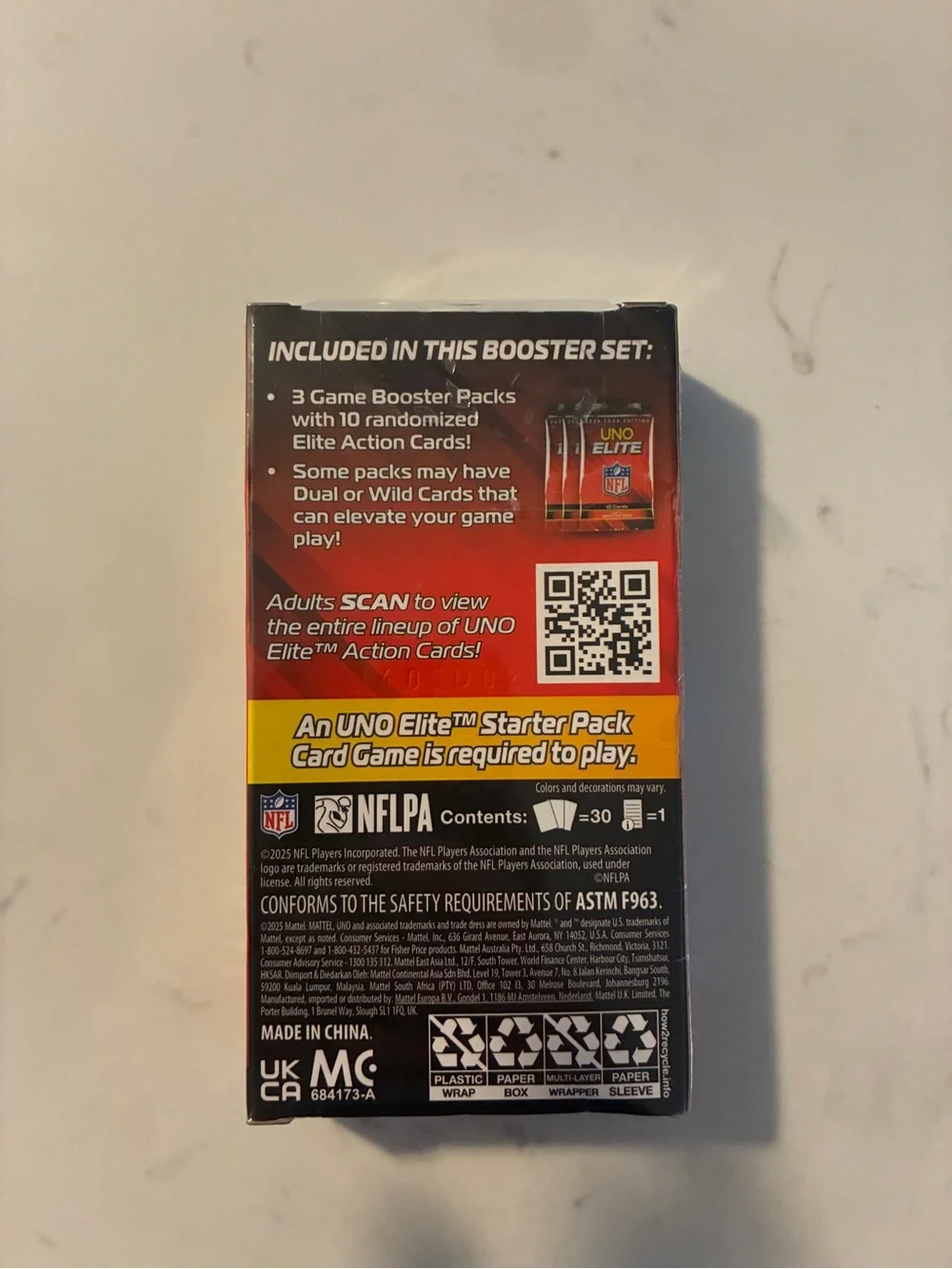 2025 UNO Elite NFL Booster Set Sealed NIB Mattel Card Game